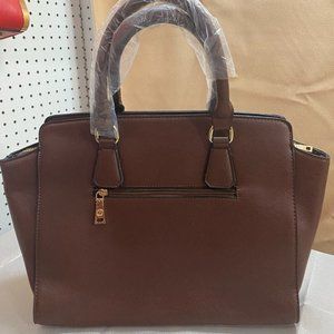 PEGASO Textured Top Handle Satchel - Brown
